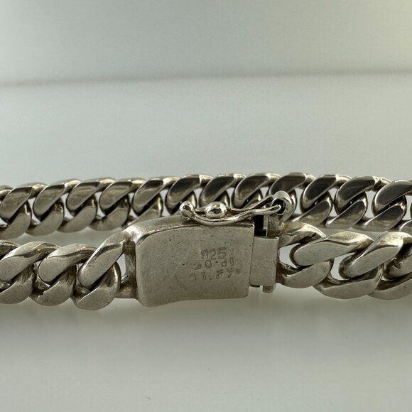 925 Sterling Silver Men's Heavy Cuban Chain Bracelet - 8.5", 49.32g - Picture 7 of 10